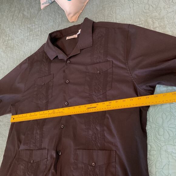 Cubavera Button Up Embroidered Shirt Adjustable Waist lot of 2 Black Blue XXL - Picture 14 of 15